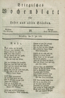 Briegisches Wochenblatt für Leser aus allen Ständen. [Jg.30], [nr] 29 (17 Juli 1838)