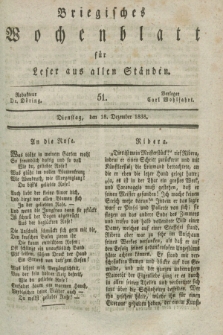 Briegisches Wochenblatt für Leser aus allen Ständen. [Jg.30], [nr] 51 (18 Dezember 1838)