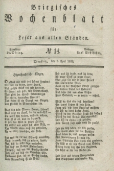 Briegisches Wochenblatt für Leser aus allen Ständen. [Jg.31], No. 14 (2 April 1839)