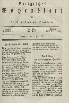 Briegisches Wochenblatt für Leser aus allen Ständen. [Jg.31], No. 27 (2 Juli 1839)