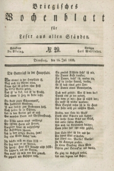 Briegisches Wochenblatt für Leser aus allen Ständen. [Jg.31], No. 29 (16 Juli 1839)
