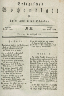 Briegisches Wochenblatt für Leser aus allen Ständen. [Jg.31], No. 32 (6 August 1839)
