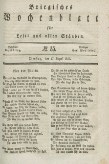 Briegisches Wochenblatt für Leser aus allen Ständen. [Jg.31], No. 35 (27 August 1839)
