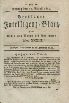 Breslauer Intelligenz-Blatt : zum Besten und Nutzen des Publikums. 1829, Nro. 33 (17 August) + dod.