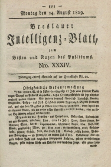 Breslauer Intelligenz-Blatt : zum Besten und Nutzen des Publikums. 1829, Nro. 34 (24 August) + dod.