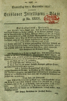 Breslauer Intelligenz-Blatt : zum Besten und Nutzen des Publikums. 1831, [dodatek do] No. 35 (1 September) + dod.