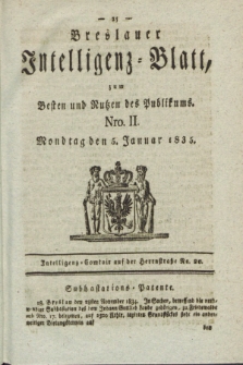 Breslauer Intelligenz-Blatt : zum Besten und Nutzen des Publikums. 1835, Nro. 2 (5 Januar) + dod.