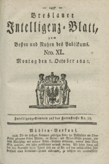 Breslauer Intelligenz-Blatt : zum Besten und Nutzen des Publikums. 1837, Nro. 40 (2 October) + dod.