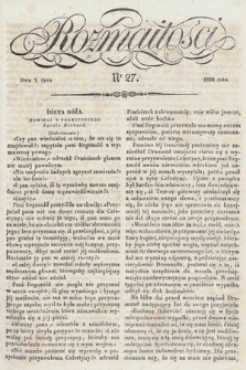 Rozmaitości : pismo dodatkowe do Gazety Lwowskiej. 1838, nr 27