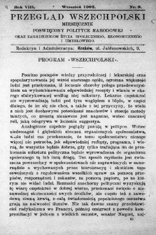 Przegląd Wszechpolski : miesięcznik poświęcony polityce narodowej oraz zagadnieniom życia społecznego, ekonomicznego i umysłowego. 1902, nr 9