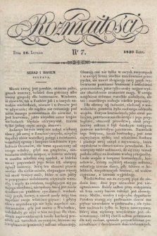 Rozmaitości : pismo dodatkowe do Gazety Lwowskiej. 1839, nr 7
