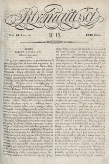 Rozmaitości : pismo dodatkowe do Gazety Lwowskiej. 1839, nr 15