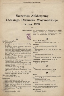 Łódzki Dziennik Wojewódzki. 1938, skorowidz alfabetyczny