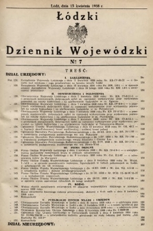 Łódzki Dziennik Wojewódzki. 1938, nr 7