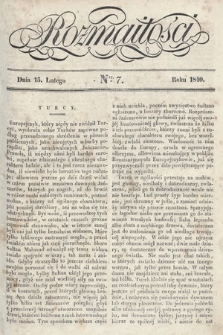 Rozmaitości : pismo dodatkowe do Gazety Lwowskiej. 1840, nr 7