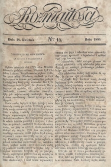 Rozmaitości : pismo dodatkowe do Gazety Lwowskiej. 1840, nr 16