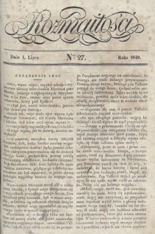 Rozmaitości : pismo dodatkowe do Gazety Lwowskiej. 1840, nr 27