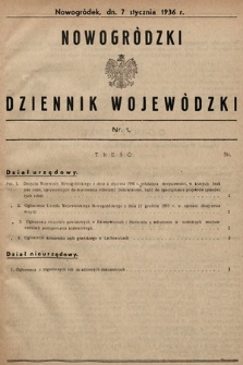 Nowogródzki Dziennik Wojewódzki. 1936, nr 1