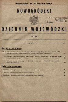 Nowogródzki Dziennik Wojewódzki. 1936, nr 10