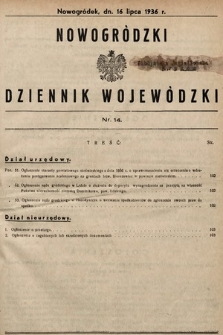 Nowogródzki Dziennik Wojewódzki. 1936, nr 14