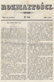 Rozmaitości : pismo dodatkowe do Gazety Lwowskiej. 1846, nr 51