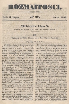 Rozmaitości : pismo dodatkowe do Gazety Lwowskiej. 1859, nr 27