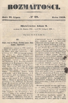 Rozmaitości : pismo dodatkowe do Gazety Lwowskiej. 1859, nr 28