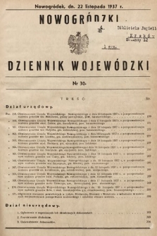 Nowogródzki Dziennik Wojewódzki. 1937, nr 30