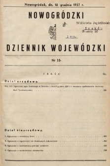 Nowogródzki Dziennik Wojewódzki. 1937, nr 33