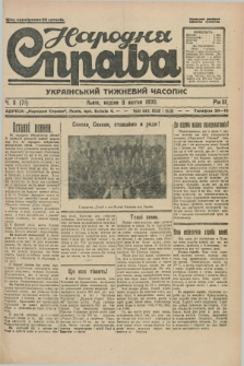 Narodnâ Sprava : ukraïns'kij tižnevij časopis. R.3, č. 6 (9 lûtnâ 1930)