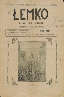 Łemko : pismo dla naroda. R.2, nr 1 (kwiteń 1929)
