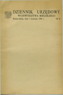 Dziennik Urzędowy Województwa Bielskiego. 1990, nr 6 (7 kwietnia)