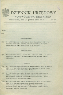 Dziennik Urzędowy Województwa Bielskiego. 1990, nr 14 (27 grudnia)
