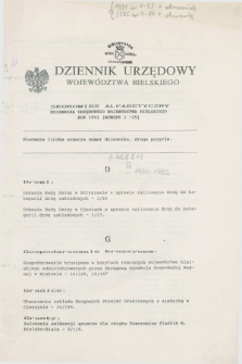 Dziennik Urzędowy Województwa Bielskiego. 1991, Skorowidz alfabetyczny
