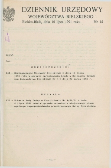 Dziennik Urzędowy Województwa Bielskiego. 1991, nr 14 (10 lipca)