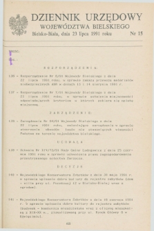 Dziennik Urzędowy Województwa Bielskiego. 1991, nr 15 (23 lipca)
