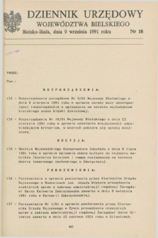 Dziennik Urzędowy Województwa Bielskiego. 1991, nr 18 (9 września)