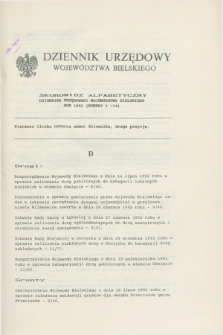 Dziennik Urzędowy Województwa Bielskiego. 1992, Skorowidz alfabetyczny