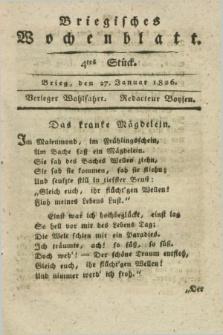 Briegisches Wochenblatt. [Jg.18], Stück 4 (27 Januar 1826) + dod.