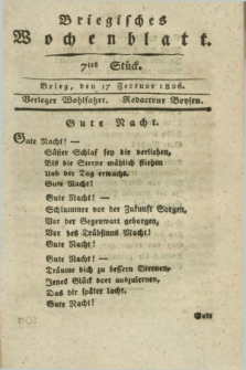 Briegisches Wochenblatt. [Jg.18], Stück 7 (17 Februar 1826) + dod.