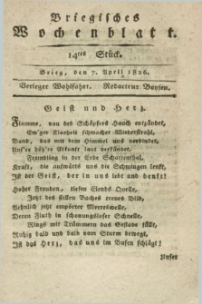 Briegisches Wochenblatt. [Jg.18], Stück 14 (7 April 1826) + dod.