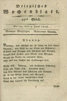 Briegisches Wochenblatt. [Jg.18], Stück 23 (9 Juni 1826) + dod.