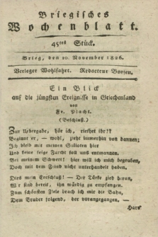 Briegisches Wochenblatt. [Jg.18], Stück 45 (10 November 1826) + dod.