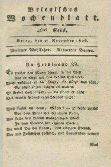 Briegisches Wochenblatt. [Jg.18], Stück 46 (17 November 1826) + dod.