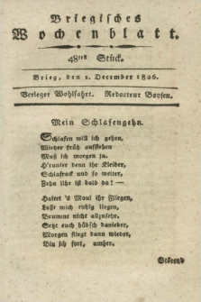 Briegisches Wochenblatt. [Jg.18], Stück 48 (1 December 1826) + dod.