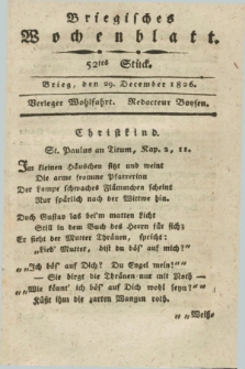 Briegisches Wochenblatt. [Jg.18], Stück 52 (29 December 1826) + dod.