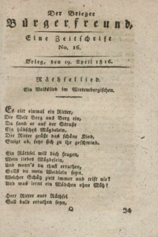 Der Brieger Bürgerfreund : eine Zeitschrift. [Jg.8], No. 16 (19 April 1816) + dod.