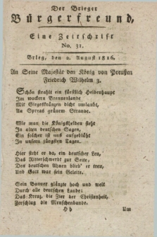 Der Brieger Bürgerfreund : eine Zeitschrift. [Jg.8], No. 31 (2 August 1816) + dod.