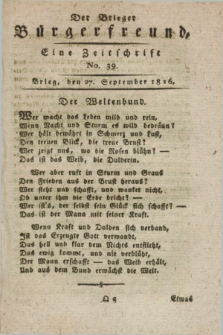 Der Brieger Bürgerfreund : eine Zeitschrift. [Jg.8], No. 39 (27 September 1816) + dod.