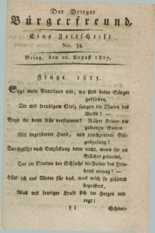Der Brieger Bürgerfreund : eine Zeitschrift. [Jg.9], No. 34 (22 August 1817) + dod.